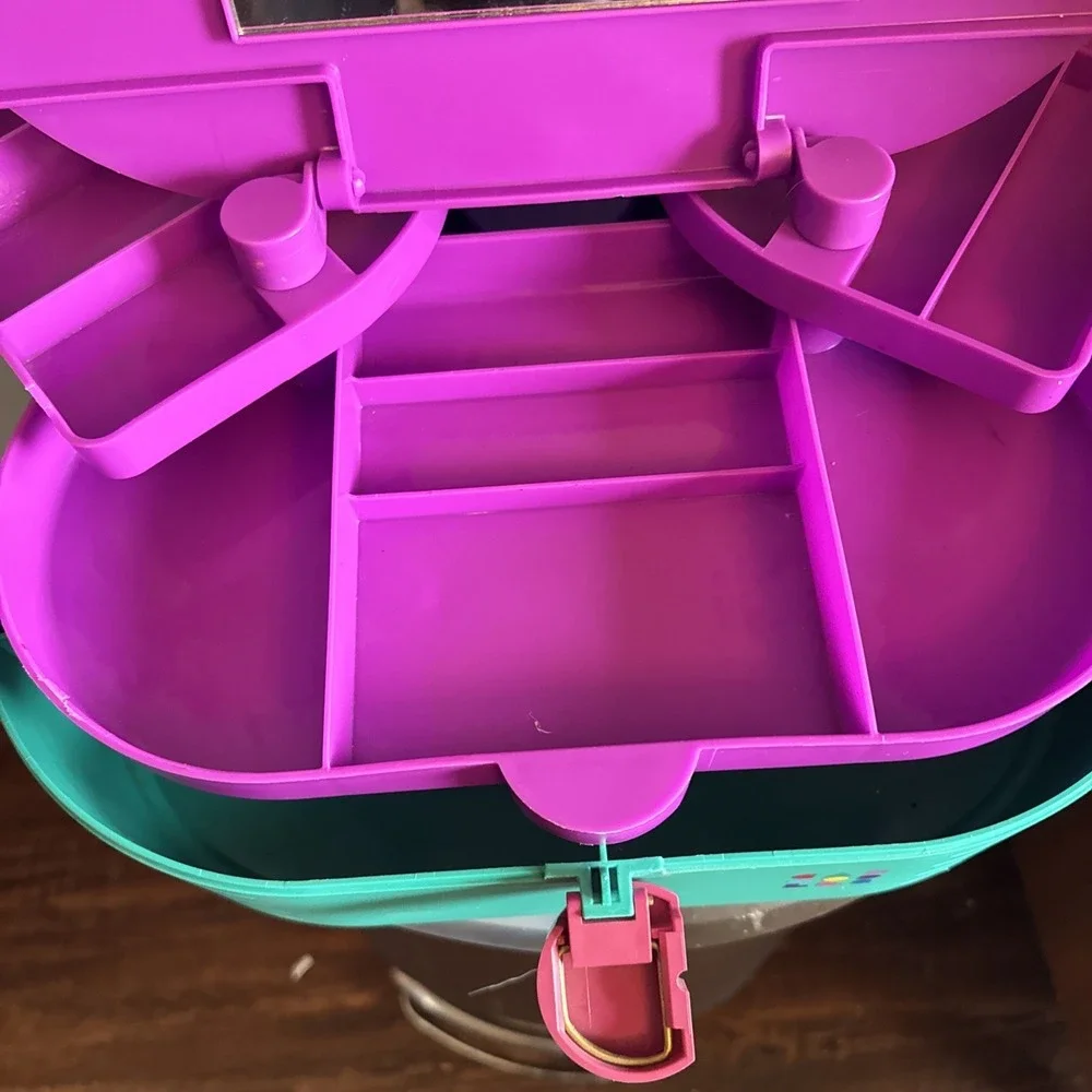 Vtg Caboodles 3 Tier Makeup Case Purple Pink Teal USA 80s 90s Organizer 2640